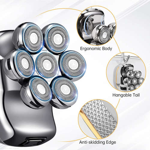 Men`s Electric Shaver with 7 Razor Heads 7D Wet and Dry Electric Shaver