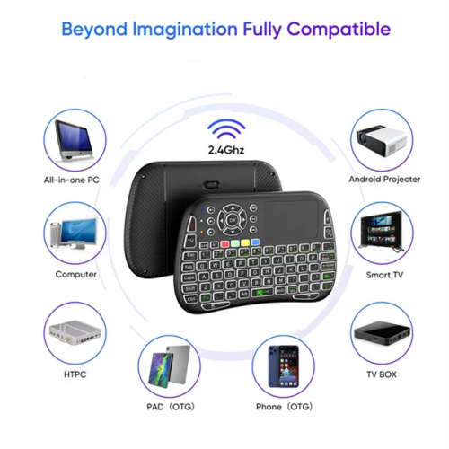 Mini Smart Wireless Keyboard Bluetooth 2.4G Touchpad Colorful Backlit Keyboard