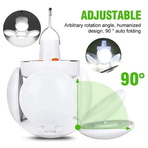 Solar Football Bulb Folding Solar Pendant Light with Hook for Home Garage Party Decoration