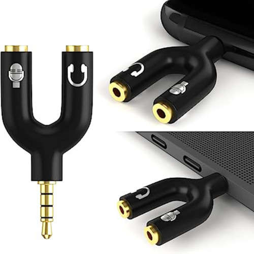 Headphone Splitter Adapter 3.5mm Male Y-Jack Splitter for Mobile Phone, Computer, MP3, Tablet