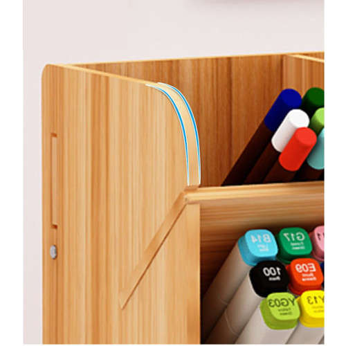 Wooden storage box large-capacity creative multi-fraction pen holder office desktop storage rack