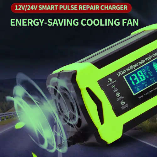 12V 20A LCD Pulse Repair Charger Motorcycle and Car Battery Charger Smart Fast Battery Charger