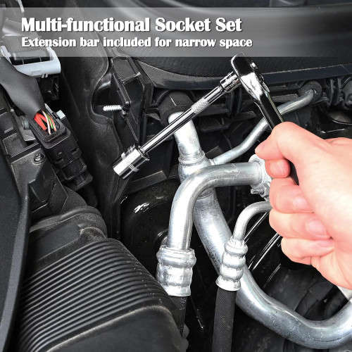 46pcs 1/4 Inch Socket Set Auto Repair Tools Ratchet Set Torque Wrench Combination Drill Bits