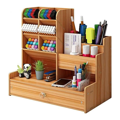 Small Wooden Desk Storage Drawer Pen Holder Desktop Office Storage Rack