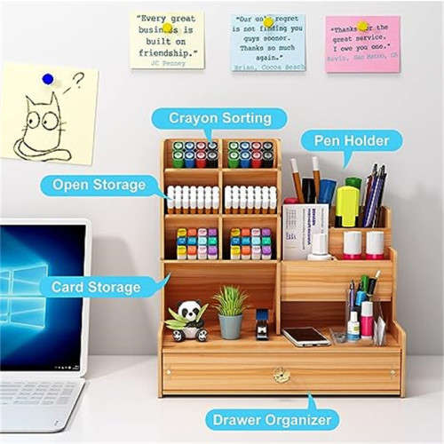 Small Wooden Desk Storage Drawer Pen Holder Desktop Office Storage Rack