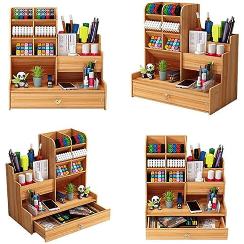 Small Wooden Desk Storage Drawer Pen Holder Desktop Office Storage Rack