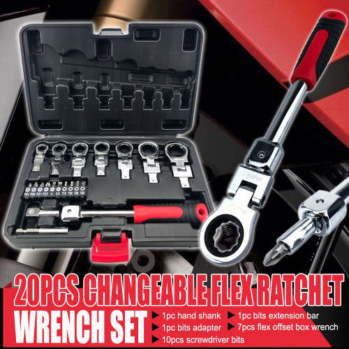 20 PCS Set Of Detachable Movable Head Ratchet Wrench Combination Labor-saving Car Repair Tool Set