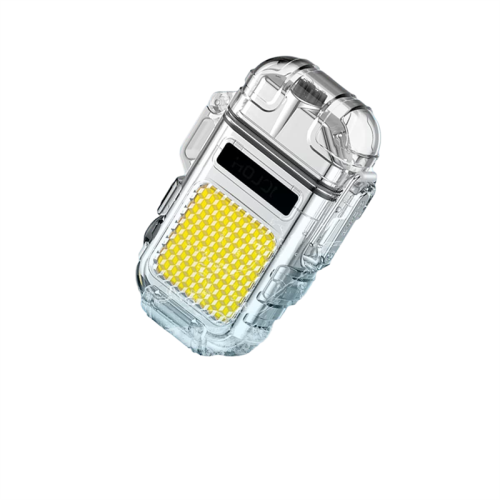 Rechargeable Mini Hook Flashlight with Lighter Transparent Case