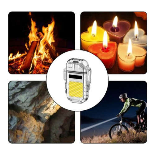 Rechargeable Mini Hook Flashlight with Lighter Transparent Case