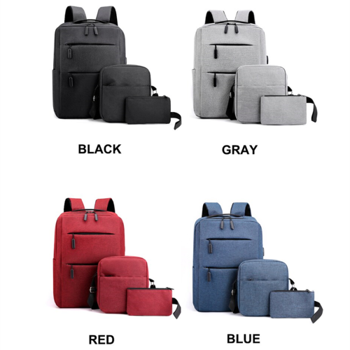 Fashion 3pcs laptop bag unisex 15 inch travel backpack with usb charging port