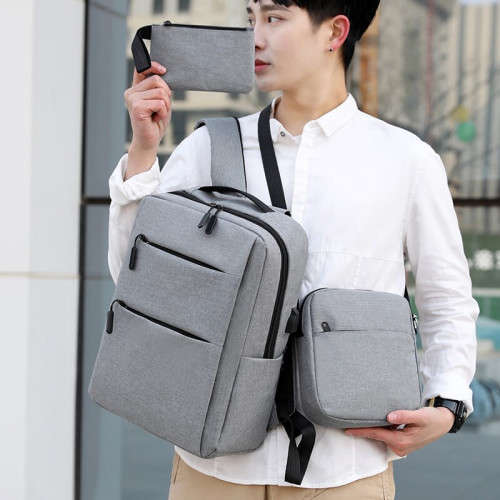 Fashion 3pcs laptop bag unisex 15 inch travel backpack with usb charging port
