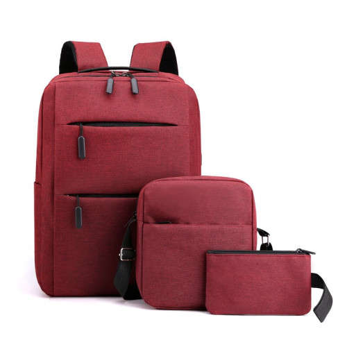 Fashion 3pcs laptop bag unisex 15 inch travel backpack with usb charging port