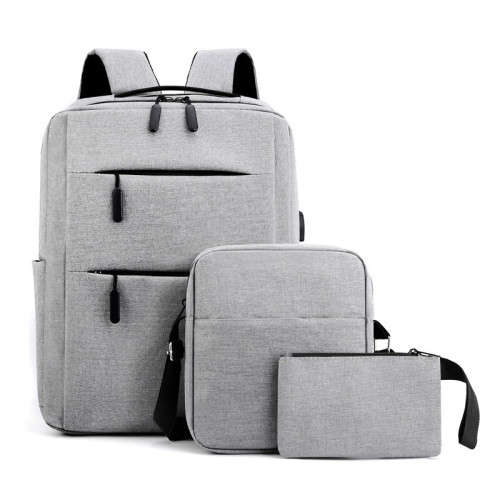 Fashion 3pcs laptop bag unisex 15 inch travel backpack with usb charging port