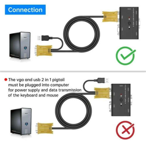 2 in 1 USB VGA KVM Cable