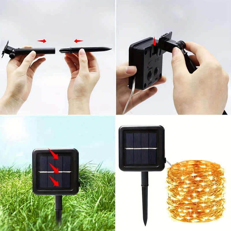 LED Light Waterproof Copper Wire Fairy Light Balcony Garden Decoration 10M Outdoor Solar