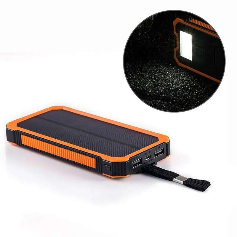 Waterproof Solar Dual USB Charger External Battery Smartphone Mini Power Bank