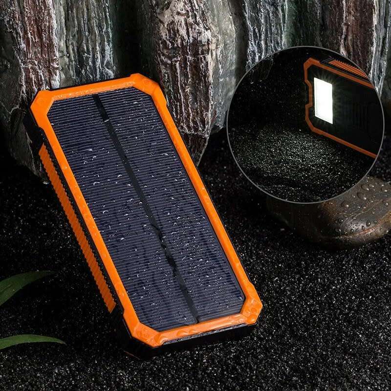Waterproof Solar Dual USB Charger External Battery Smartphone Mini Power Bank