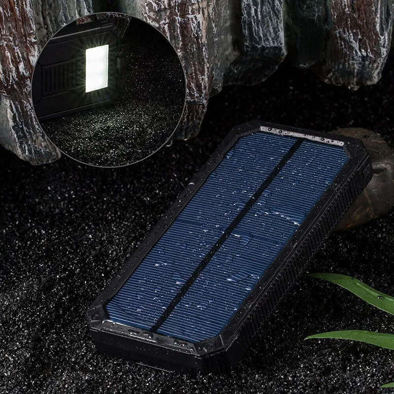 Waterproof Solar Dual USB Charger External Battery Smartphone Mini Power Bank