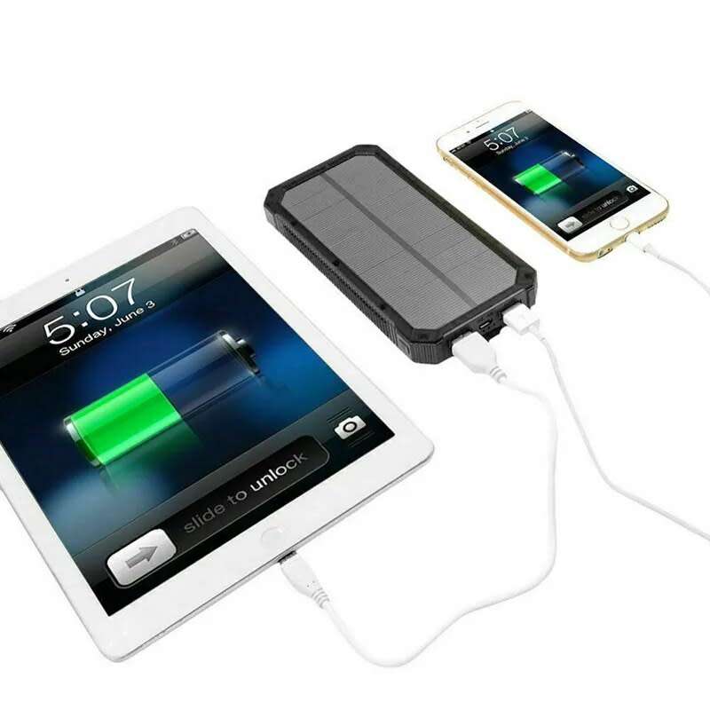 Waterproof Solar Dual USB Charger External Battery Smartphone Mini Power Bank