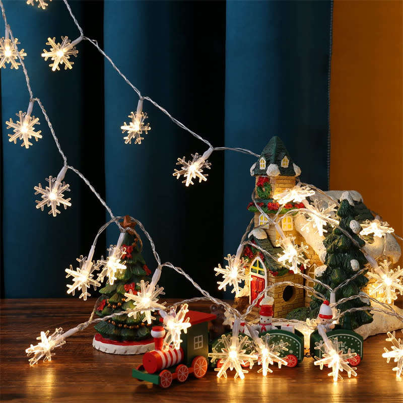 Outdoor Christmas Snowflake String Lights Waterproof Garden Party Decoration Warm White