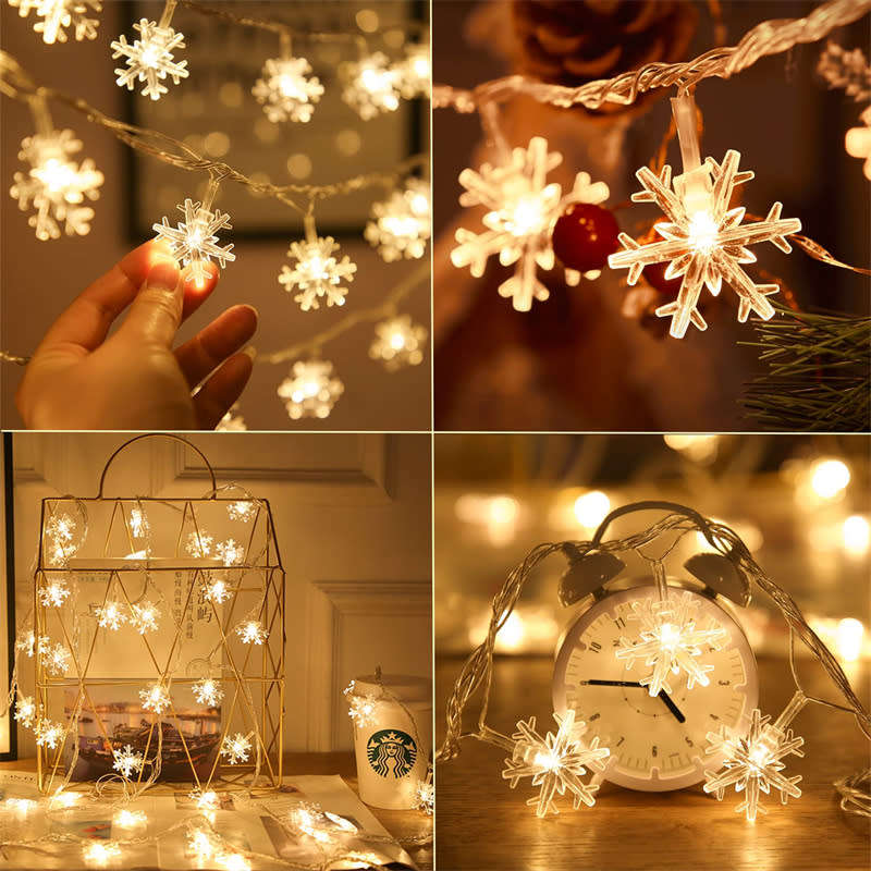 Outdoor Christmas Snowflake String Lights Waterproof Garden Party Decoration Warm White