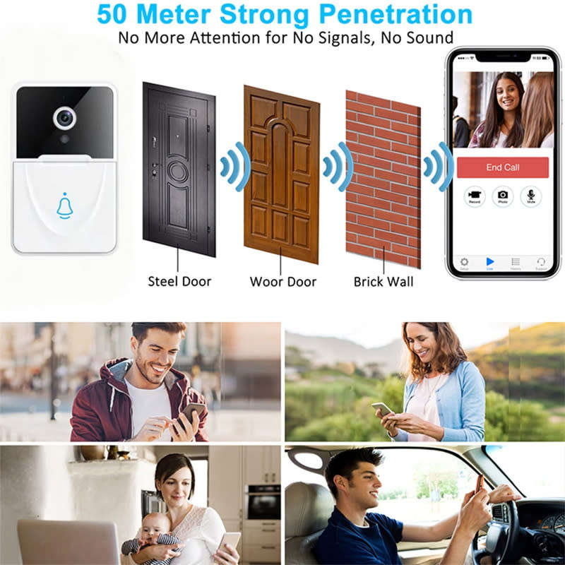 Smart Video Doorbell Video Intercom Wireless Remote Monitoring HD Night Vision Doorbell