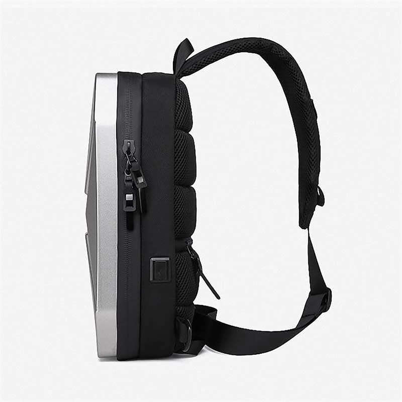 Waterproof Crossbody Shoulder Bag Hiking Hard Shell Chest Bag with USB Charging Port