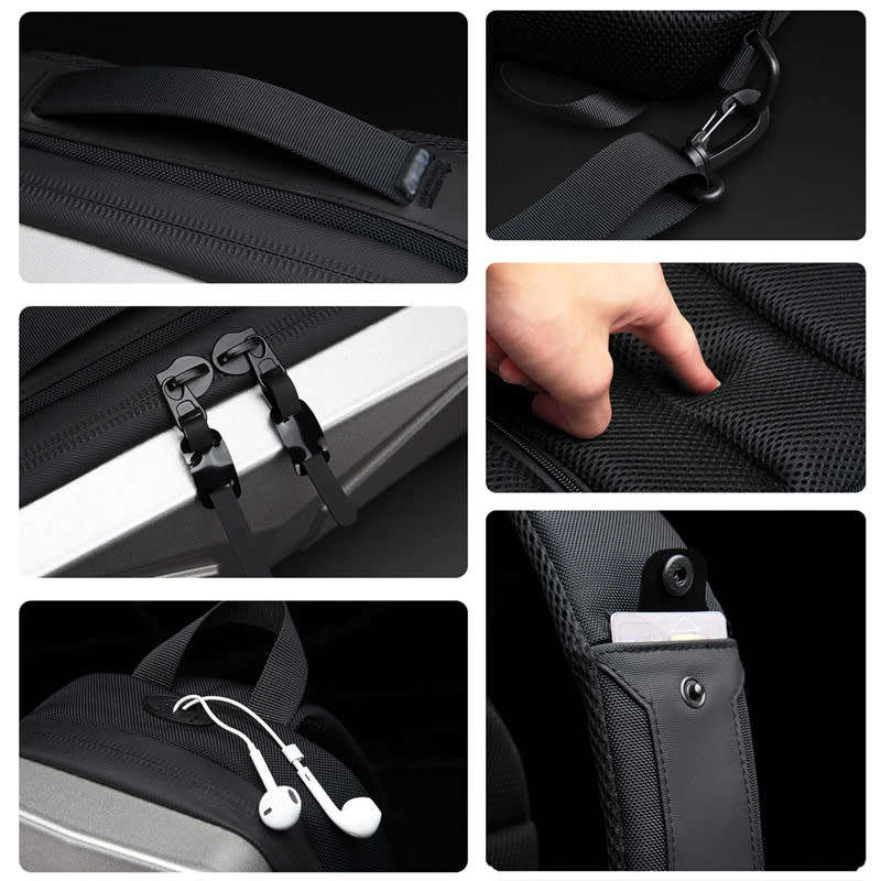 Waterproof Crossbody Shoulder Bag Hiking Hard Shell Chest Bag with USB Charging Port