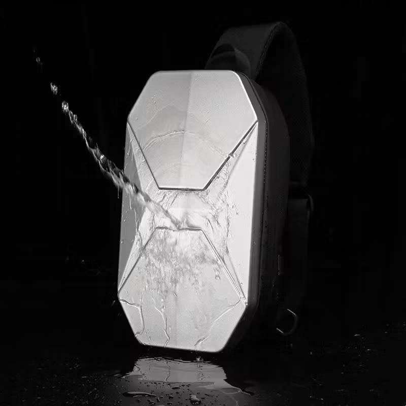 Waterproof Crossbody Shoulder Bag Hiking Hard Shell Chest Bag with USB Charging Port