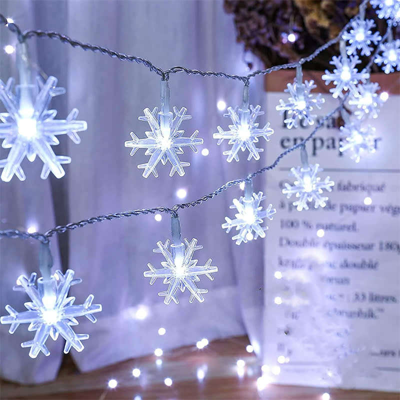 Outdoor Christmas Snowflake 5M String Lights Waterproof Garden Party Decoration White