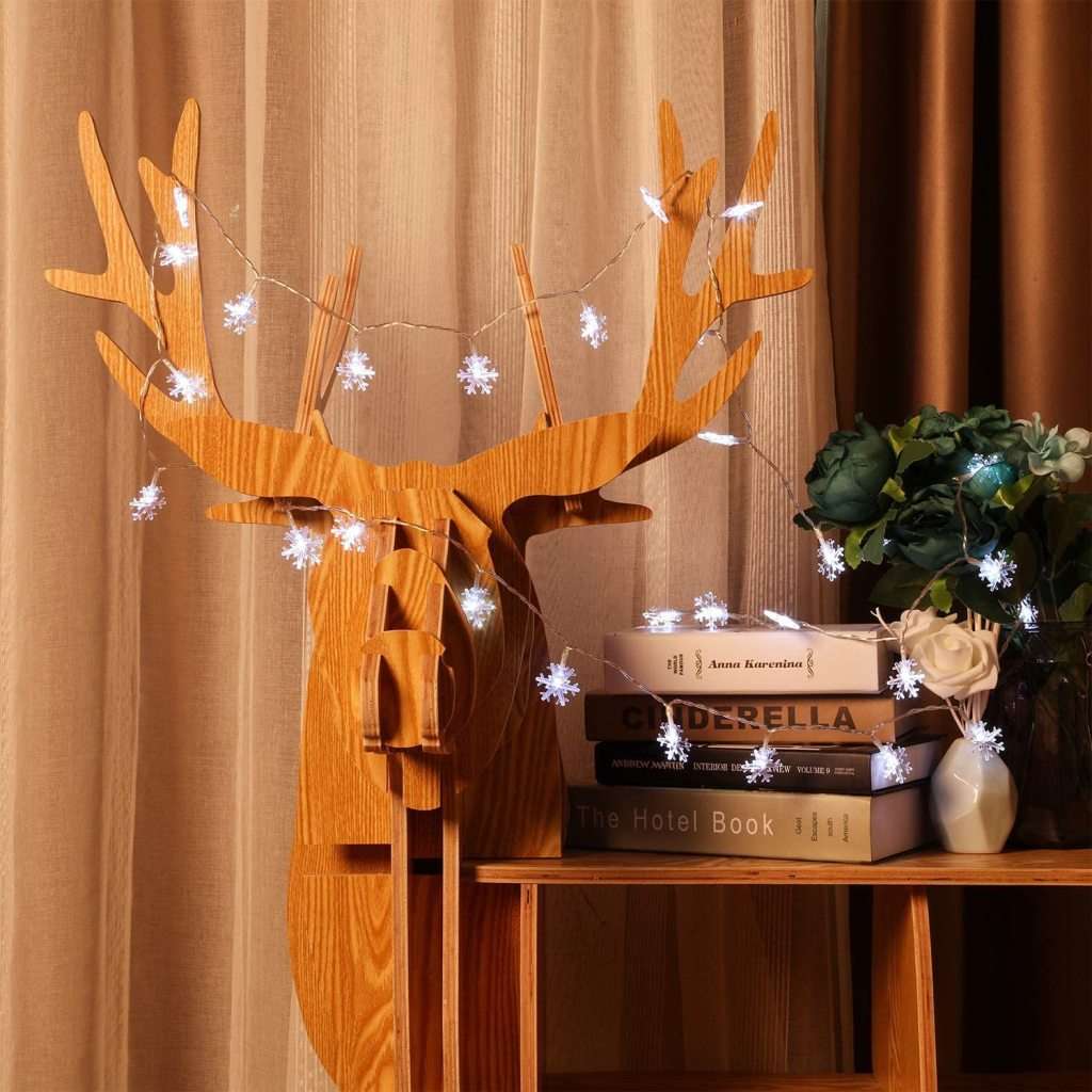 Outdoor Christmas Snowflake 5M String Lights Waterproof Garden Party Decoration White