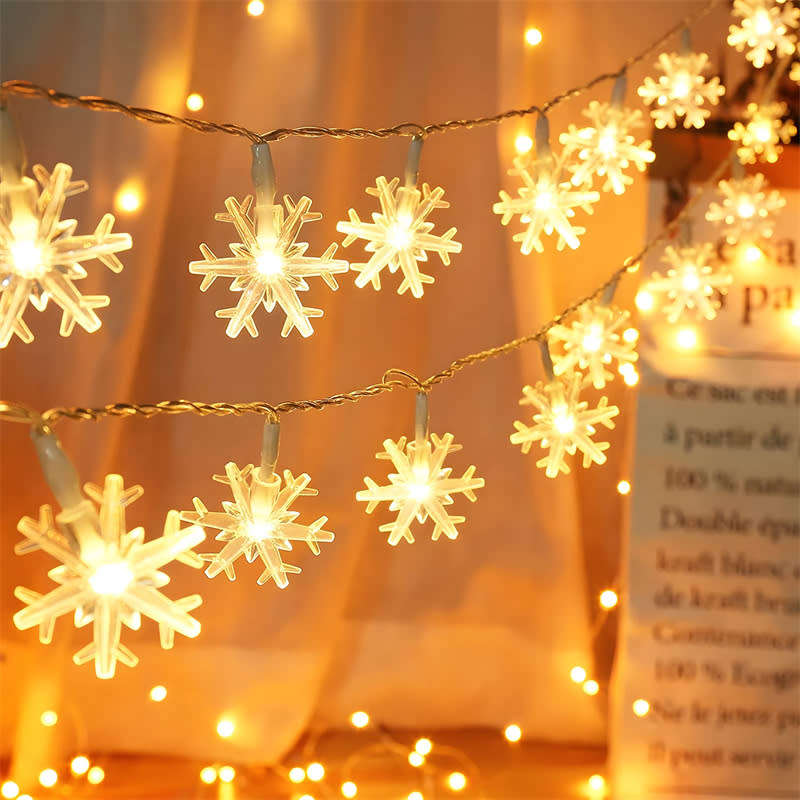 Outdoor Christmas Snowflake String Lights Waterproof Garden Party Decoration Warm White