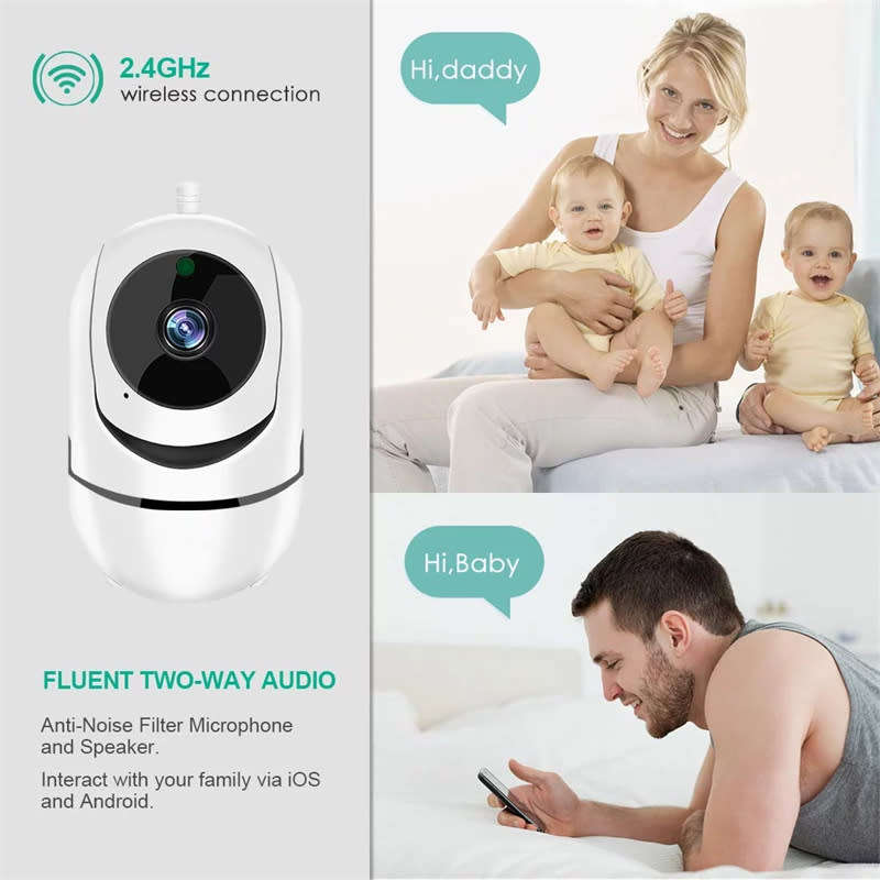 1080P Wireless with Camera and Audio, Intelligent Tracking WIFI Infrared Home Security Baby Monitor