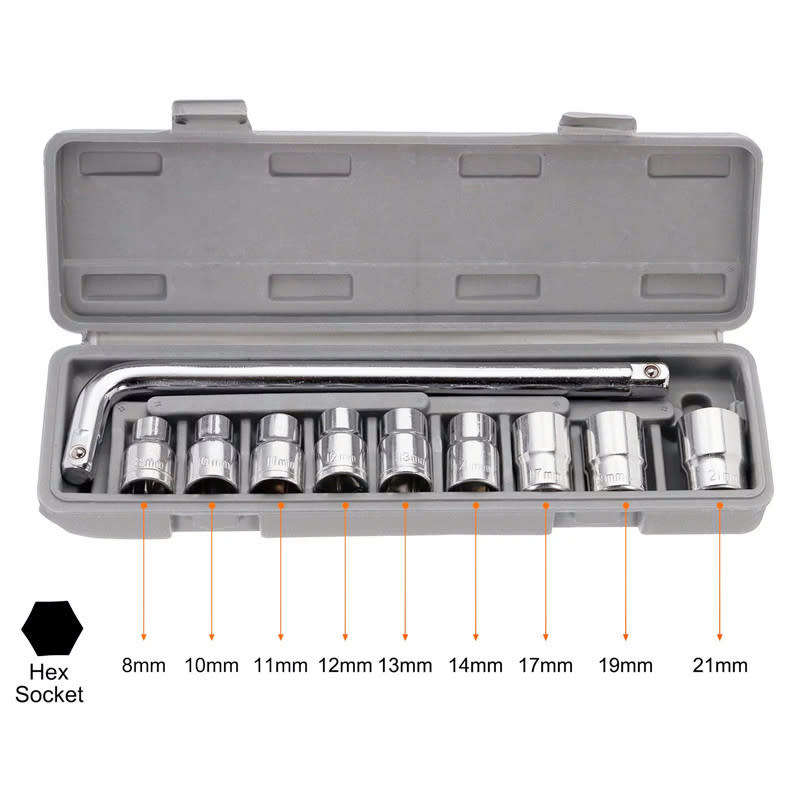 10 PCS L-Shape Handle Socket Set Hand Repair Tools Precision Combination Set for Car/Bicycle/Car