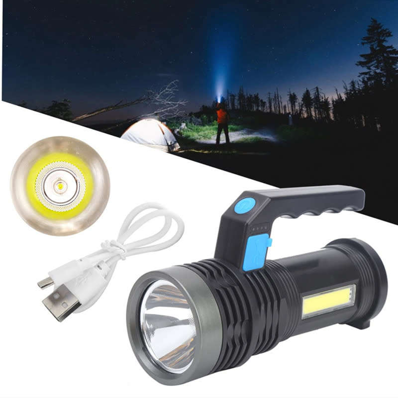 USB Rechargeable LED Waterproof Searchlight Long Life Lightweight Camping Outdoor Flashlight