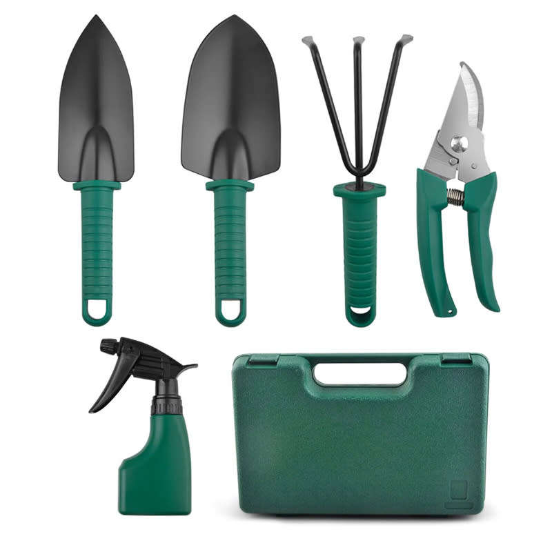 5-Piece Garden Tool Box Set With Portable Carrying Case For Patio Or Indoor Gardening
