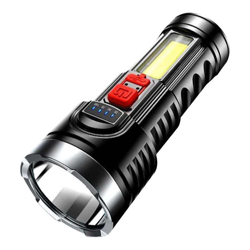 LED Flashlight High Brightness Rechargeable Portable Long Range COB Side Light Camping Searchlight
