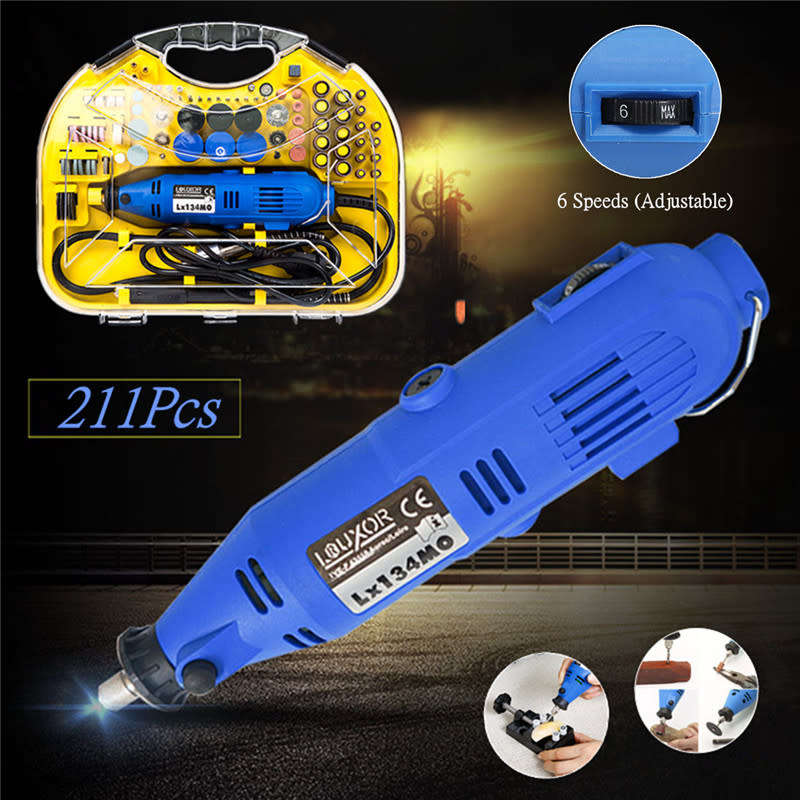 211 PCS Multifunctional Mini Variable Speed Polishing Machine DIY Electric Engraving Tool Set