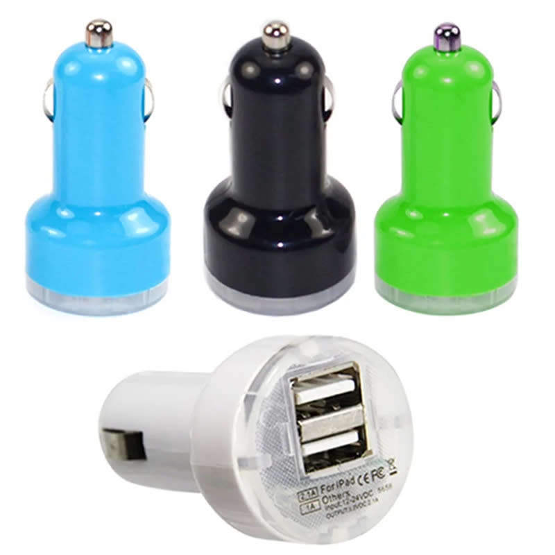 2-Port USB Port Car Power Charger Adapter 5V 2.1A/1A