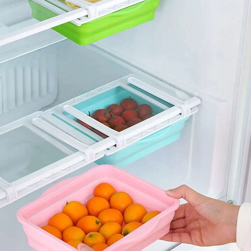 Refrigerator Silicon Foldable Silicone Storage Box Universal Pull-out Drawer