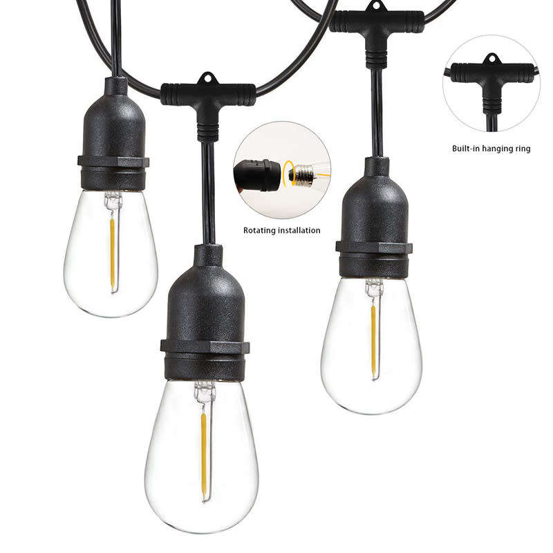 5M Waterproof Outdoor String Lights LED Commercial Grade Patio Lights Garden Holiday String Lights