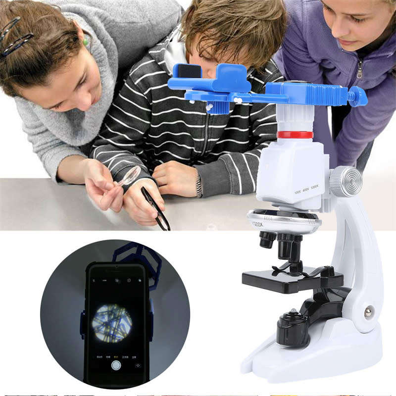 1200X Monocular Microscope Set with Mobile Phone Holder Microscope Childrens Science Accessories