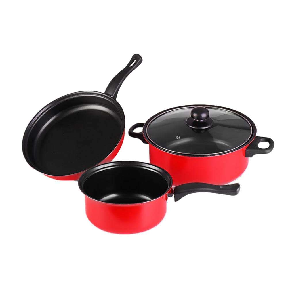 Colorful Kitchen Practical Three-piece Cooking Fume-Free Non-Stick Pan Set