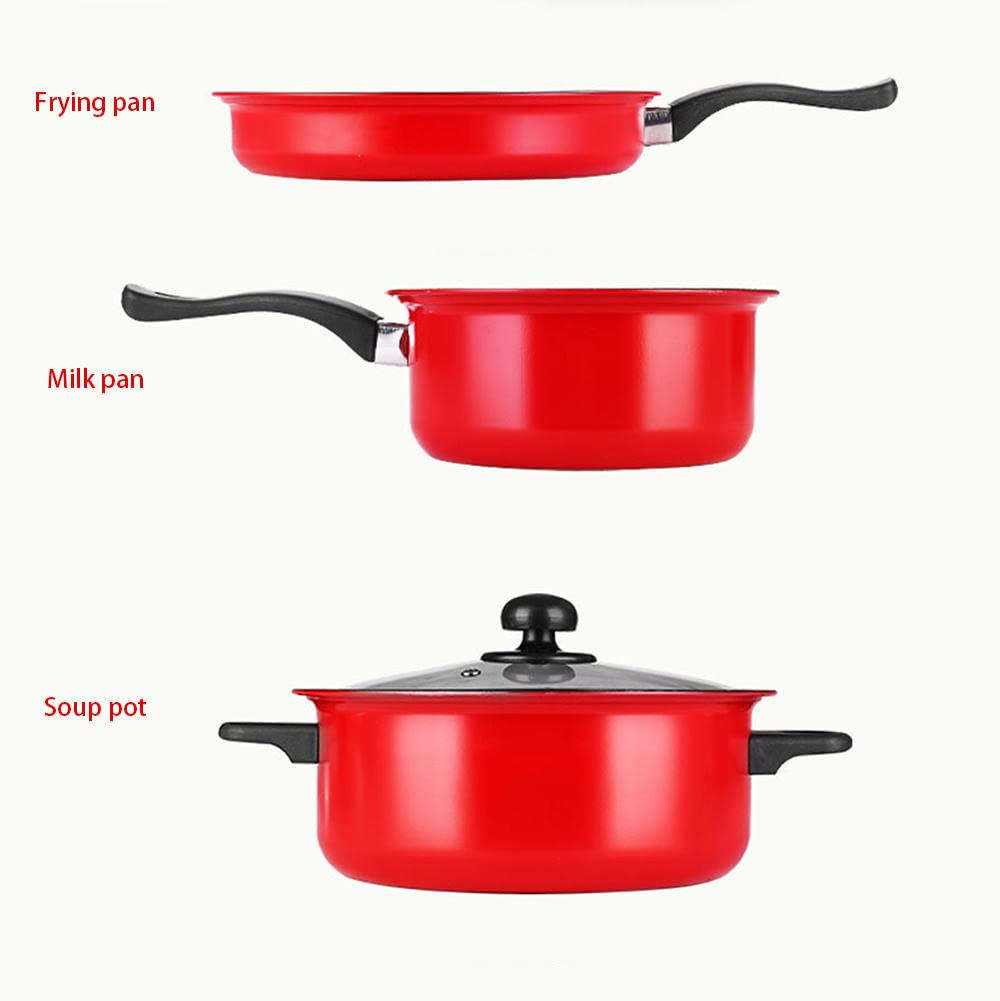 Colorful Kitchen Practical Three-piece Cooking Fume-Free Non-Stick Pan Set
