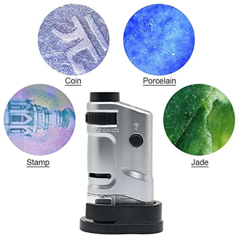 Multifunctional LED Microscope Magnifier 20-40x Observation Magnification Illuminated Handheld