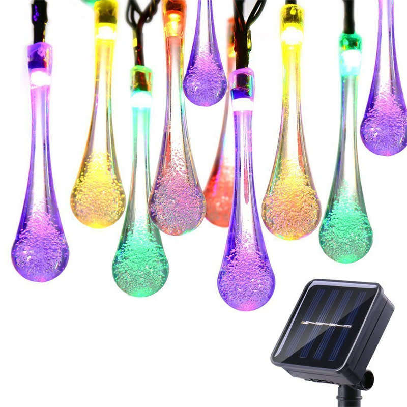 20LED Outdoor Waterproof Solar Light String RGB Christmas Light Water Drop Light