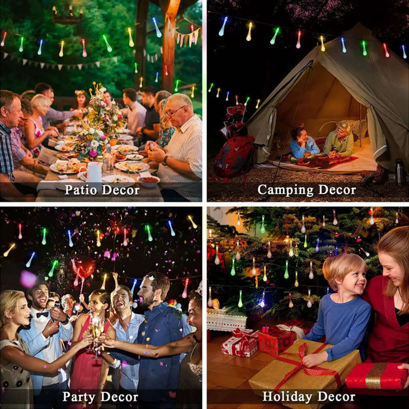 20LED Outdoor Waterproof Solar Light String RGB Christmas Light Water Drop Light