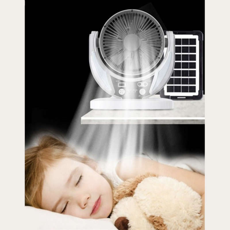 6` Rechargeable Solar Fan with Solar Panel USB Rechargeable Fan