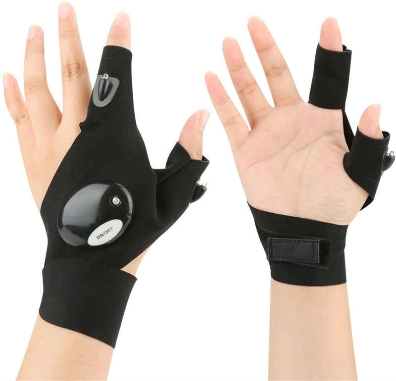 LED Flashlight Fingerless Gloves, Fingerless Night Light, Waterproof Flashlight Gloves - 1 Pair
