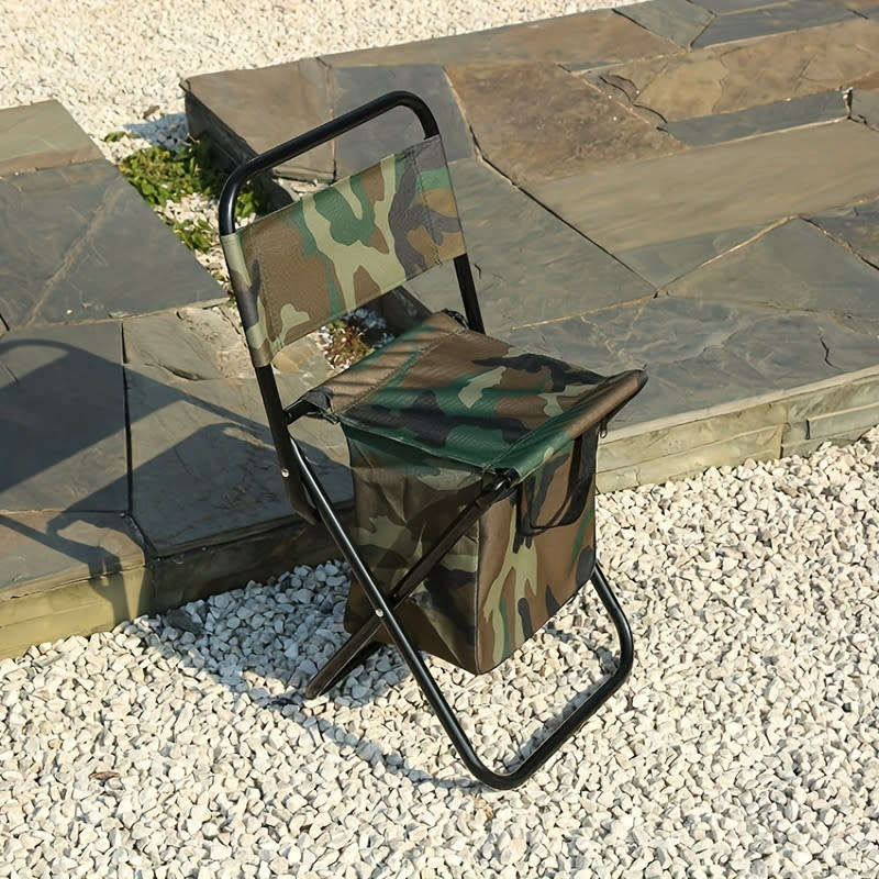 Outdoor Portable Fishing Stool with Storage Bag Folding Chair Camping Light Back Stool